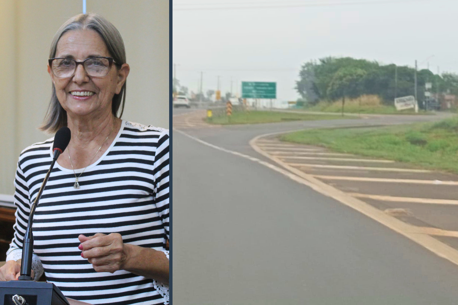 Vereadora Sônia Canato solicita ao DER instalação de sinais refletivos no trevo da Rodovia SP-321 no acesso à Estrada Vicinal que conduz à Usina São José da Estiva