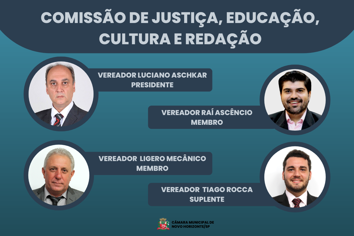 Conheça os integrantes da Comissão de Justiça, Educação, Cultura e Redação 
