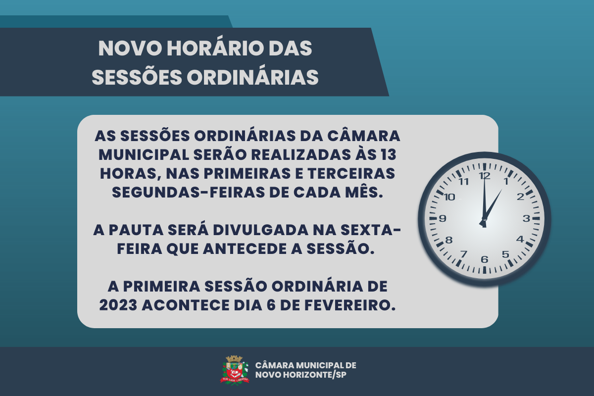Câmara altera horário de início das sessões ordinárias para as 13 horas