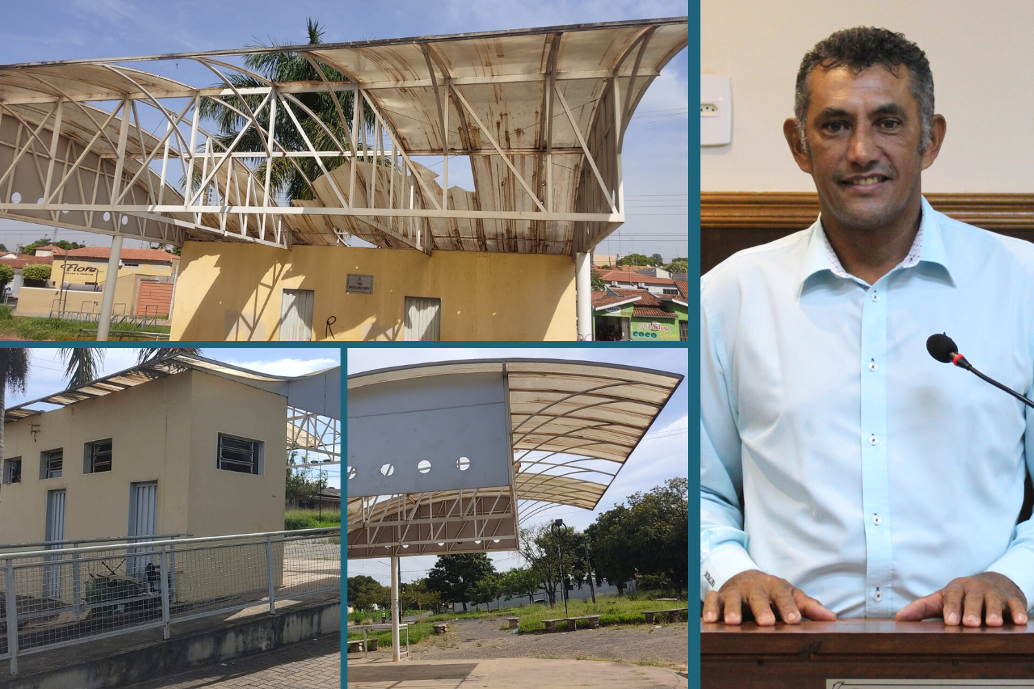 Vereador Pastor Arnaldo solicita ao Prefeito Fabiano Belentani reforma do telhado da Praça da Bíblia no Jardim América