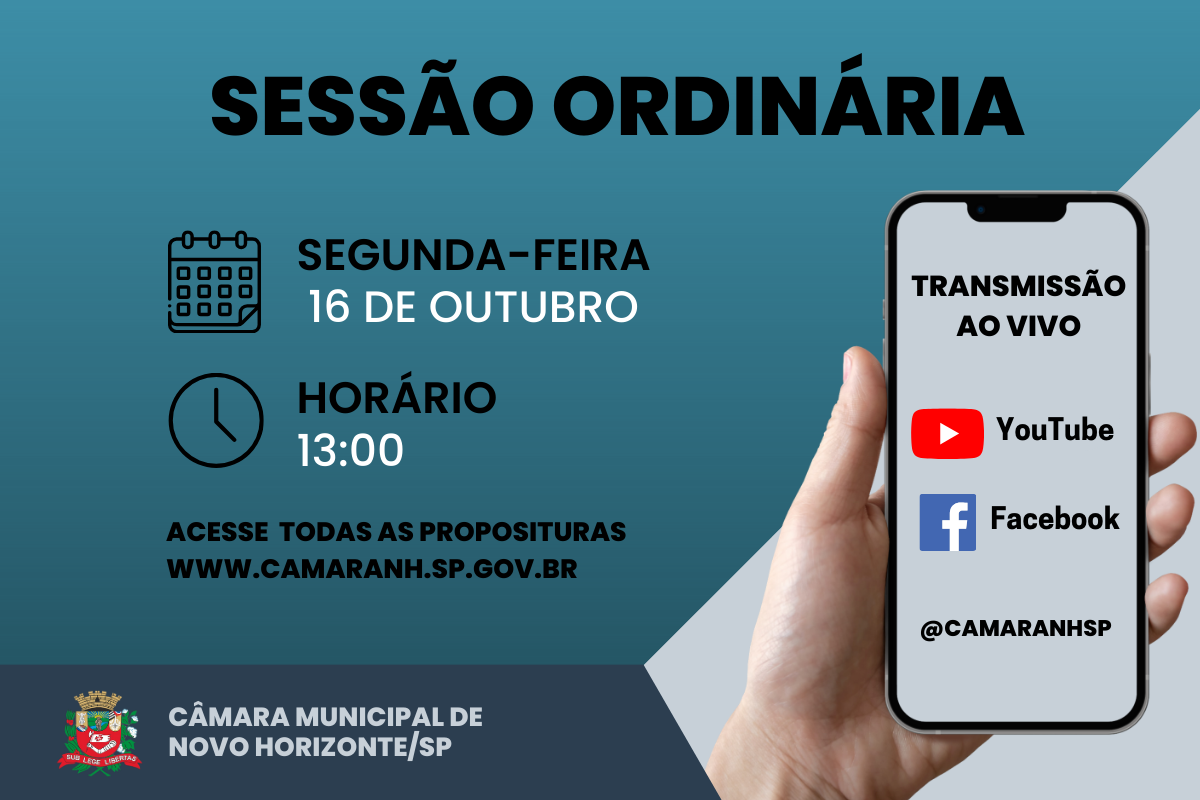 Legislativo realiza sessão ordinária na próxima segunda-feira