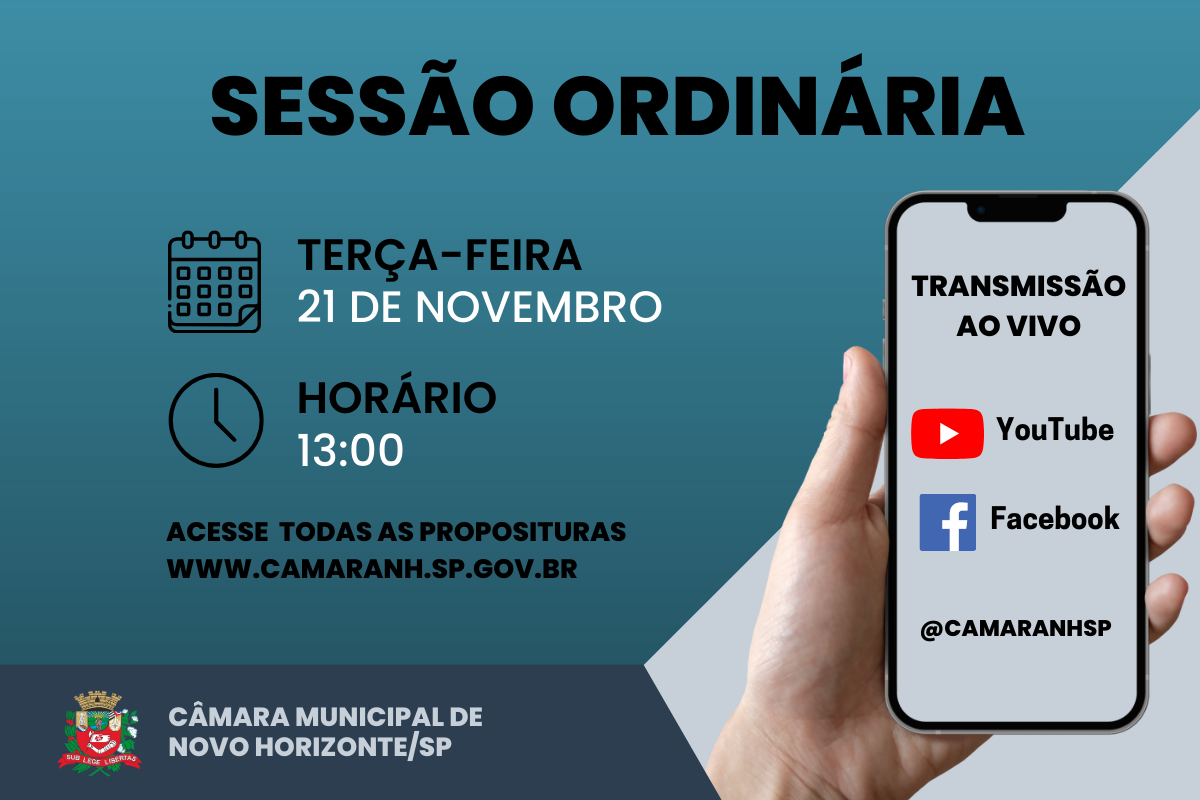 Legislativo realiza sessão ordinária na próxima terça-feira