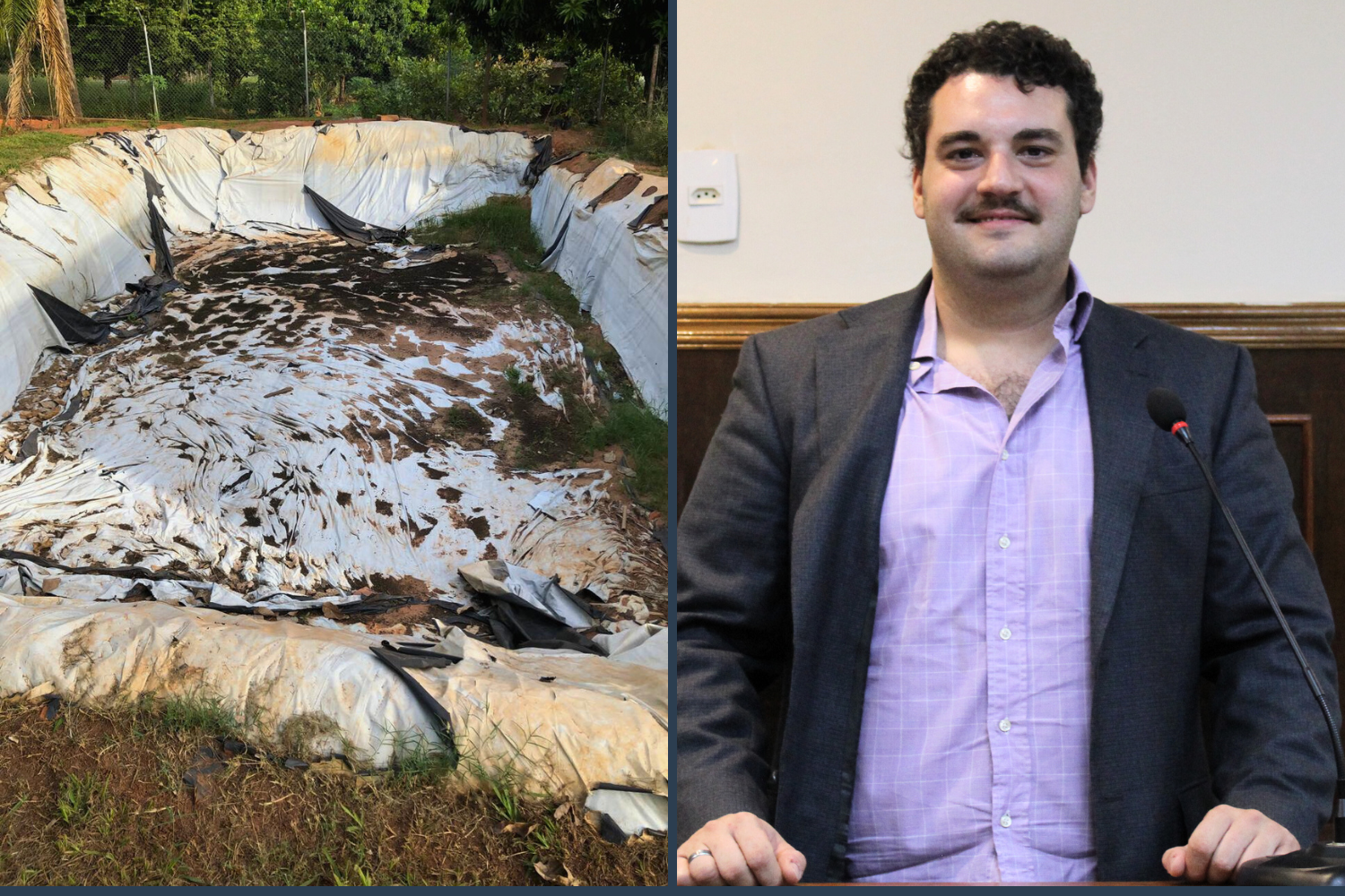 Vereador Tiago Rocca solicita ao Prefeito Fabiano Belentani uma nova lona para o tanque de peixes da Escola Agrícola "Manoel Roque" no Distrito de Vale Formoso