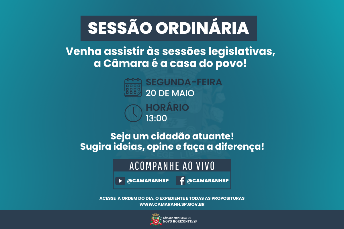Legislativo realiza sessão ordinária nesta segunda-feira
